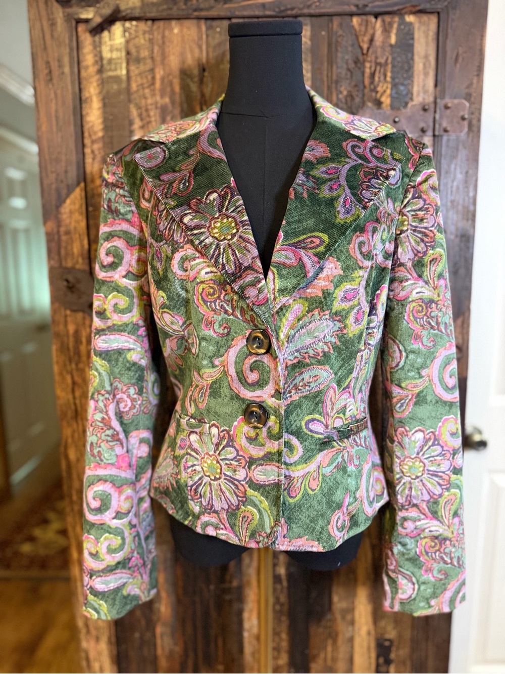 Nine & Company Nine West Y2K Paisley Corduroy Blazer 10 Stretch heritage money